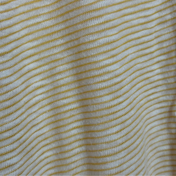 LOFT Long Sleeve Yellow/White Striped Button Down Tie Hem Top - Picture 9 of 10